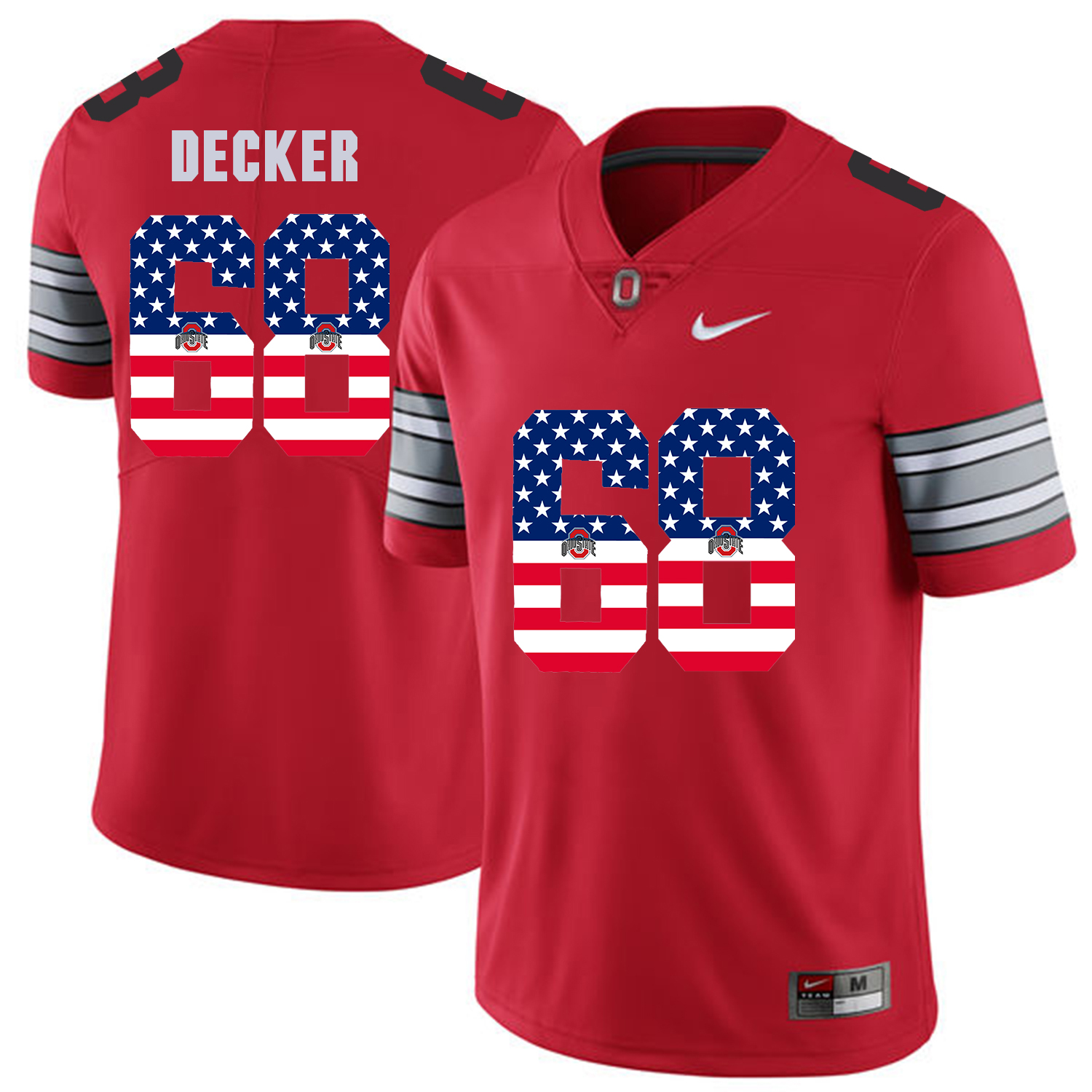 Men Ohio State #68 Decker Red Flag Customized NCAA Jerseys